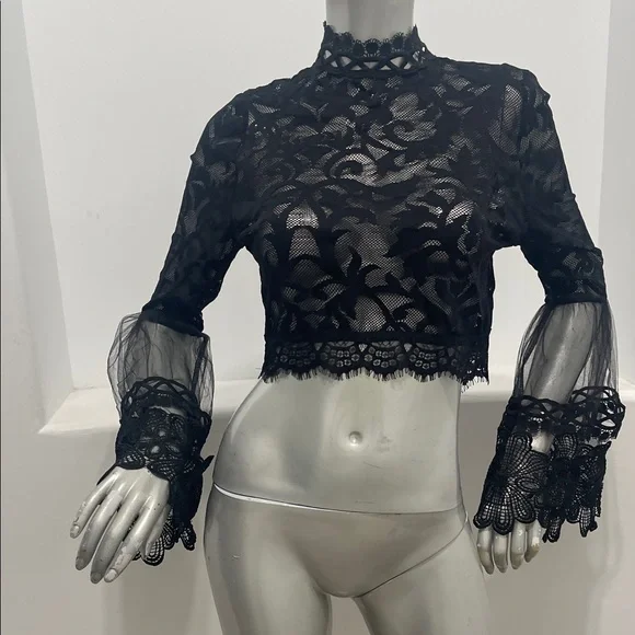 Monaco Black Lace Blouse - Picture 5 of 10